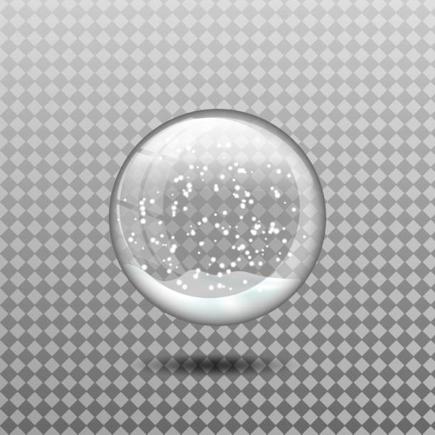pusta kula śnieżna na przezroczystym tle. wektor - snow globe dome glass transparent stock illustrations