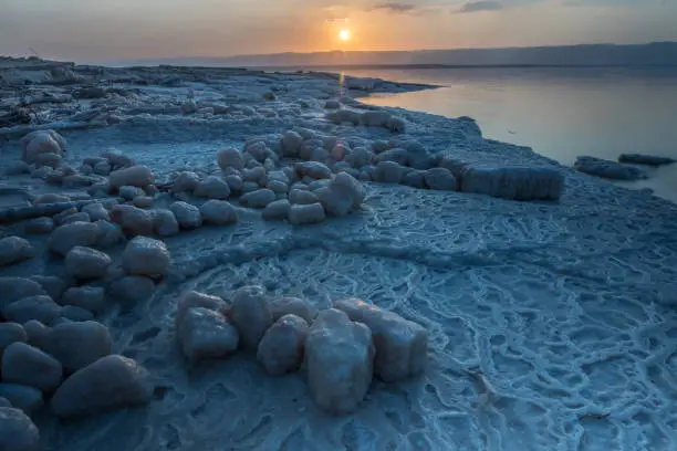 sunset at the lowest point in the earth the dead sea