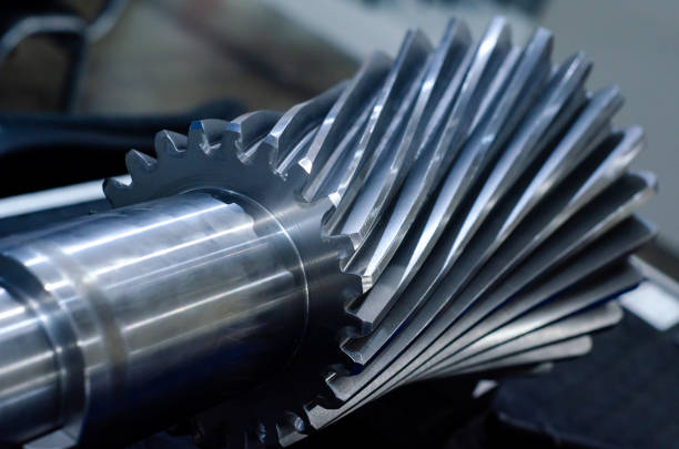 istock Metal shaft with oblique tooth 1192298920