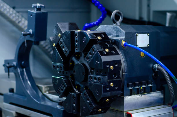 istock Close-up of CNC machine. CNC Tooling Systems. 1192298984
