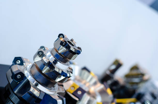Close-up of milling cutter tools.