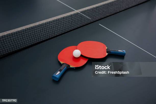 Table Tennis Equipment Stock Photo - Download Image Now - Table Tennis, Indoors, Racket