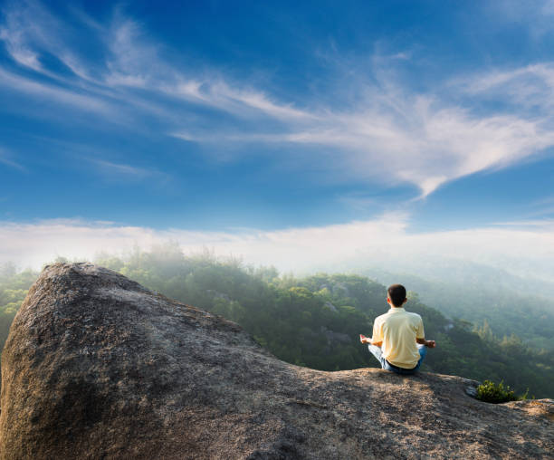 Meditation on the top of mountain.
