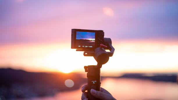 istock Camera on stabilizer is recording beautiful view at twilight 1192308141