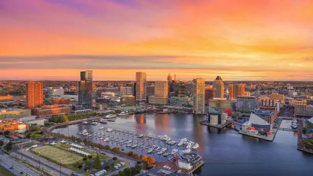 Photo of Baltimore, Maryland, USA Inner Harbor Skyline Aerial