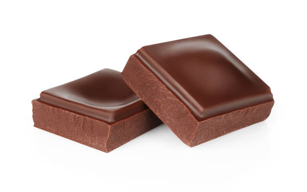 istock Dark chocolate pieces isolated on white background 1192308519