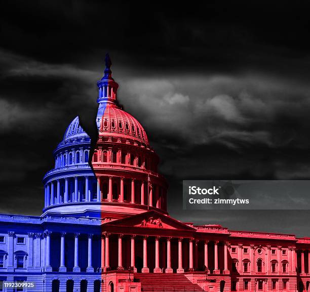 Washington Dc Capitol Divided Politics Stock Photo - Download Image Now - Democratic Party - USA, US Republican Party, Dividing