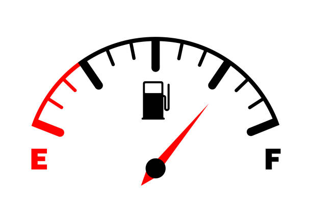 ilustrações, clipart, desenhos animados e ícones de o conceito de um indicador de combustível, medidor de gás. sensor de combustível. painel do carro. ilustração do vetor no fundo branco - gas gauge full empty