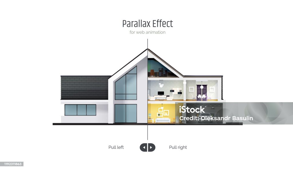House In Crosssection Parallax Effect For Web Animation Outside ...