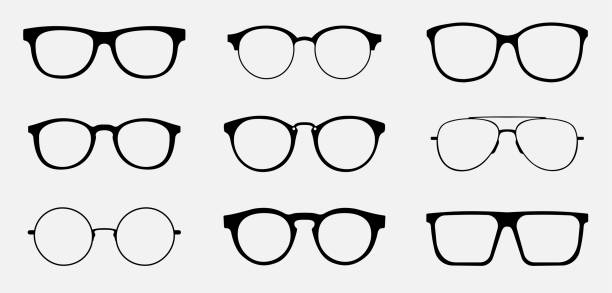 Glasses icon concept. Glasses icon set. Vector graphics isolated on white background. Glasses icon concept. Glasses icon set. Vector graphics isolated on white background. lens optical instrument illustrations stock illustrations