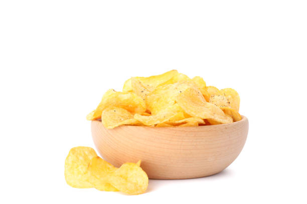 istock Potato chips in a bowl isolated on white background, space for text 1192315022