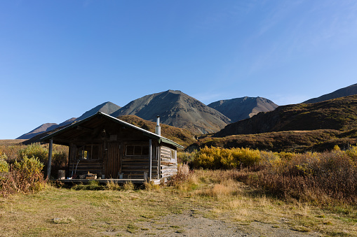 Remote cabin in Alaskan wilderness