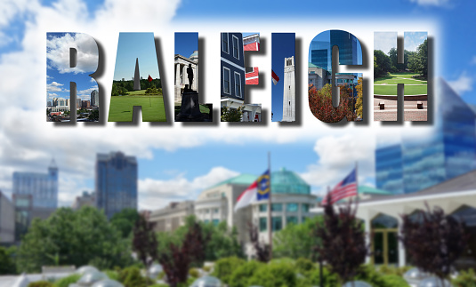 Raleigh collage with view of the downtown skyline in the background