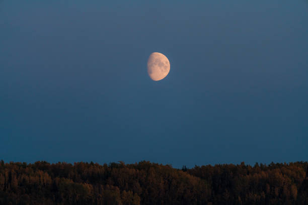 istock Alaskan mountains with half moon and pink skies after sunset during blue hour 1192317679