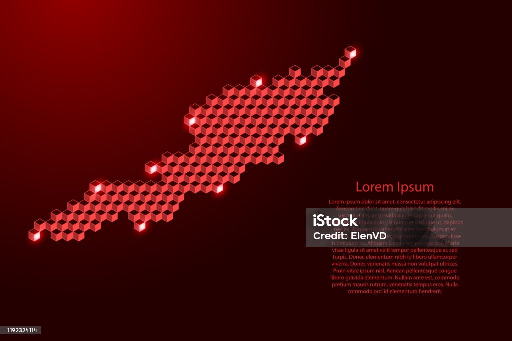 Angul Map Shape Anguilla Map From 3d Red Cubes Isometric Abstract Concept Square ...