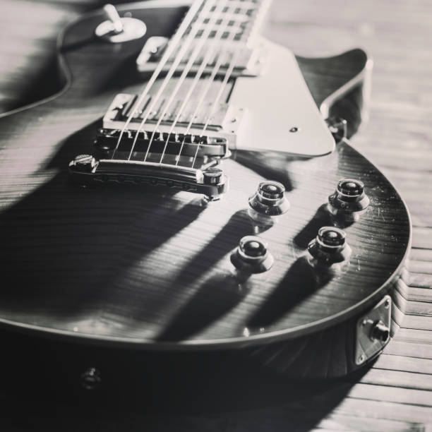 istock Old Vintage electric guitar body. BW image 1192324221