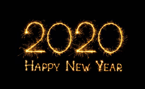 istock Happy New Year 2020 text isolated on black background 1192330004