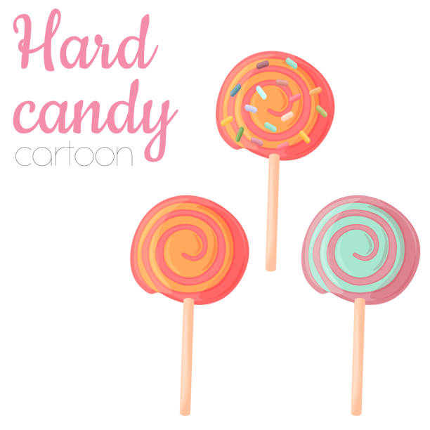 illustrations, cliparts, dessins animés et icônes de illustration d'isolement colorée de sucrerie dure, modèle de dessin animé art doux de clip de vecteur de bonbon. - hard candy candy mint wrapped