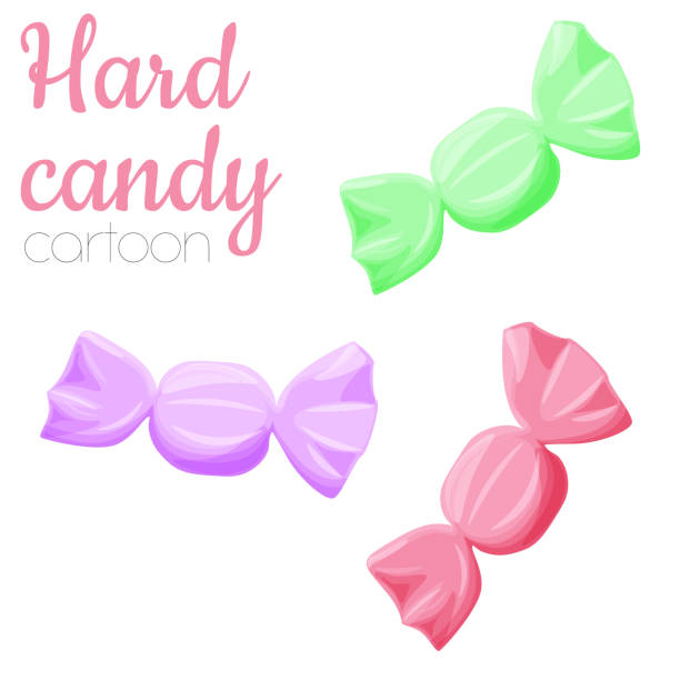 illustrations, cliparts, dessins animés et icônes de illustration d'isolement colorée de sucrerie dure, modèle de dessin animé art doux de clip de vecteur de bonbon. - hard candy candy mint wrapped