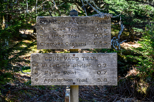 Hiking Trail Marker Sign in Torres del Paine National Park, Patagonia, Chile