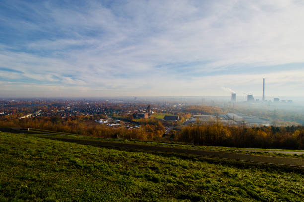 View from Halde Hoheward on a sunny day with fog