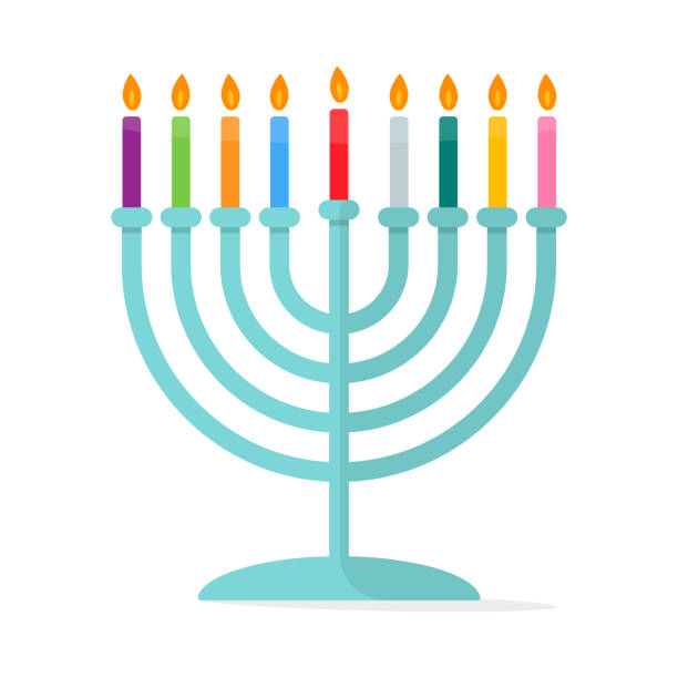 illustrazioni stock, clip art, cartoni animati e icone di tendenza di tradizione ebraica menorah hanukkah - candle candlestick holder flame vector