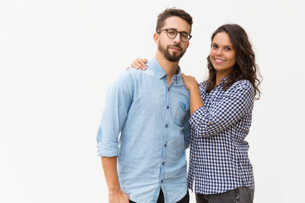 istock Sweet couple hugging and posing for camera 1192334571