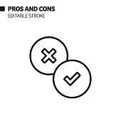 istock Pros and Cons Line Icon, Outline Vector Symbol Illustration. Pixel Perfect, Editable Stroke. 1192335958
