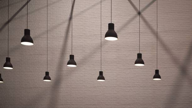 istock vintage ceiling lamp with brick wall 1192336093