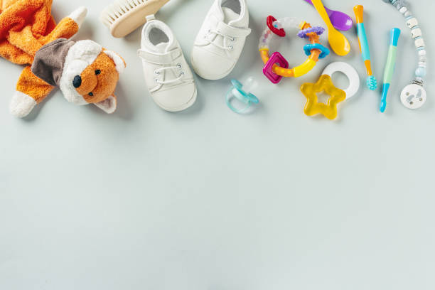 istock Baby care accessories flat lay 1192340590