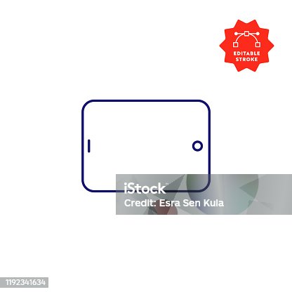 istock Digital Tablet Single Line Icon with Editable Stroke and Pixel Perfect. 1192341634