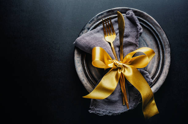 istock Christmas cutlery on plate 1192341643