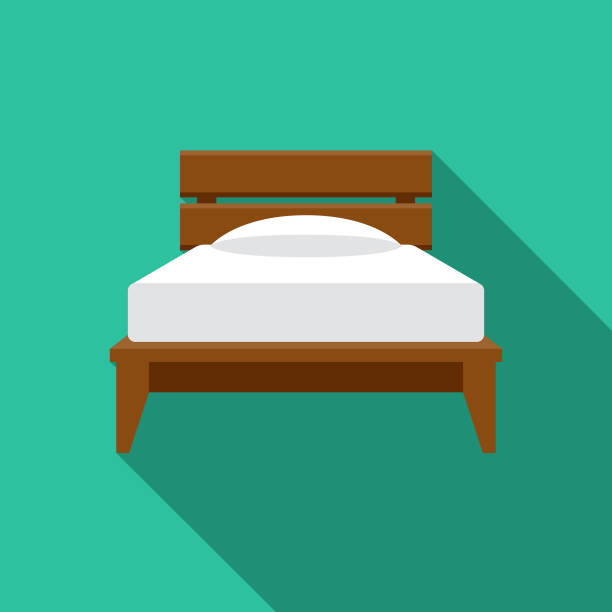 Twin Bed Furniture Icon A flat design furniture icon with a long shadow. File is built in the CMYK color space for optimal printing. Color swatches are global so it’s easy to change colors across the document. bed frame stock illustrations