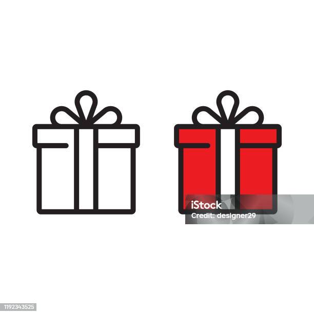 Gift Box Icon Vector Design - Arte vetorial de stock e mais imagens de Prenda - Prenda, Ícone, Caixa de presentes