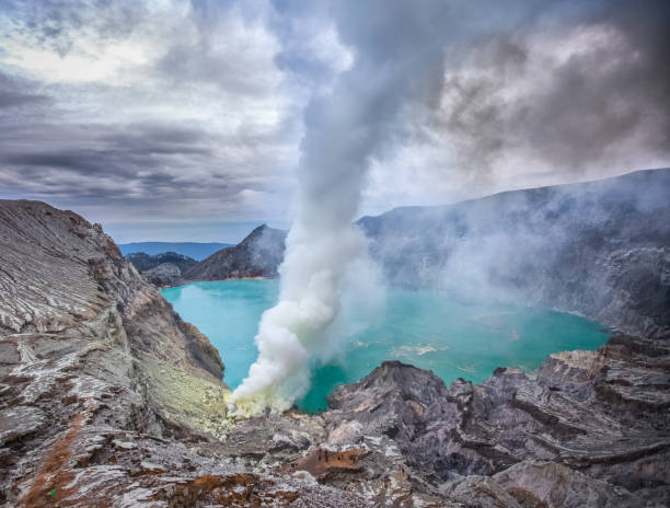 Iren Crater Kawah Ijen volcano on the island of Java in Indonesia central java province stock pictures, royalty-free photos & images