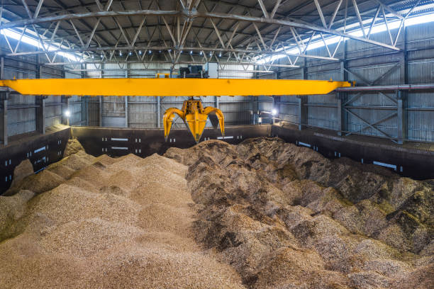 istock Piles of wood chips in storage 1192351807