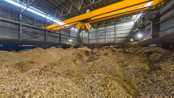 istock Piles of wood chips in storage 1192351836