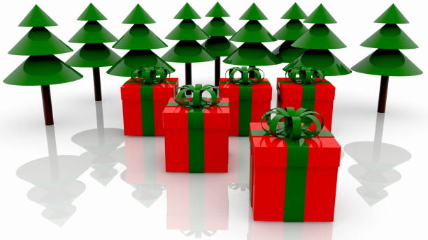 istock Christmas gift concept with firs in background 1192352568