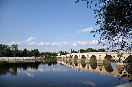 The historical Meriç Bridge in Edirne is the work of the architect Sinan