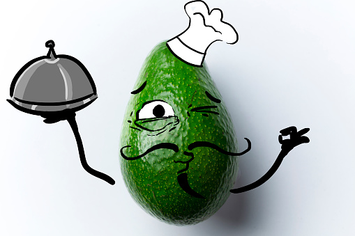 avocado cartoon illustration, cut avocado and cute faces, drawing funny face avocado, avocado illustration