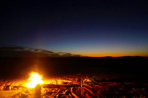 istock Sunset in the desert and Fire 2 1192355822