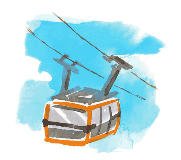 istock Illustration of lift car and blue sky 1192356746