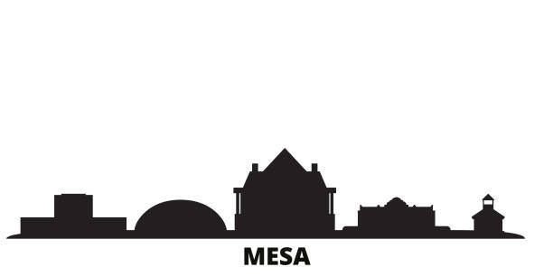 vereinigte staaten, mesa stadt skyline isoliert vektor-illustration. vereinigte staaten, mesa reisen schwarzes stadtbild - west cactus desert utah stock-grafiken, -clipart, -cartoons und -symbole