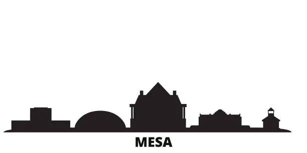 Vector illustration of United States, Mesa city skyline isolated vector illustration. United States, Mesa travel black cityscape
