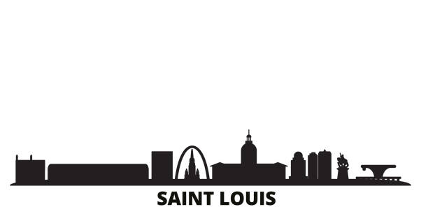 United States, Saint Louis city skyline isolated vector illustration. United States, Saint Louis travel black cityscape United States, Saint Louis city skyline isolated vector illustration. United States, Saint Louis travel cityscape with landmarks st louis skyline stock illustrations