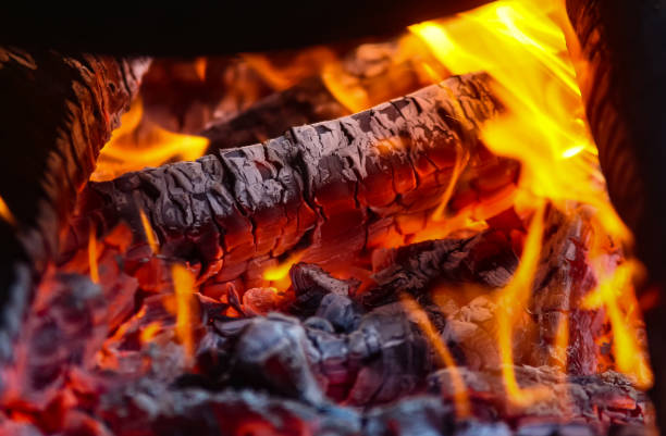 istock Wood burn with red yellow flame 1192362608