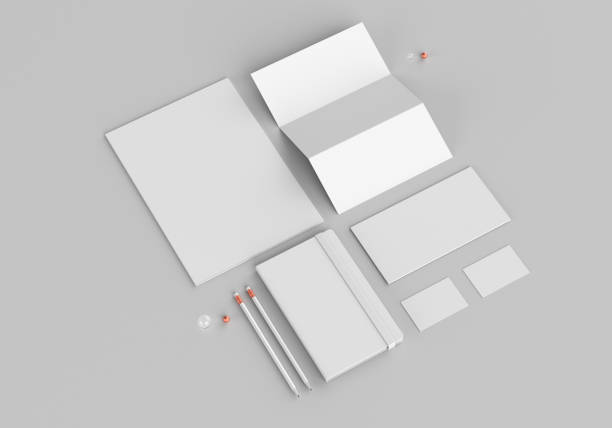 istock Base white stationery mockup template for branding identity on gray background for graphic designers presentations and portfolios. 3D rendering. 1192365134