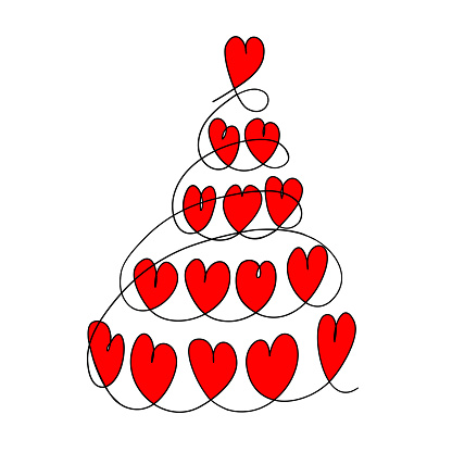 Spiral with hearts in the form of a Christmas tree