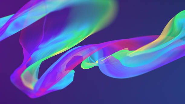 istock Motion adstract fabric flowing wave, waving silk flying textile, satin on black isolated Background, 3d render 1192369470