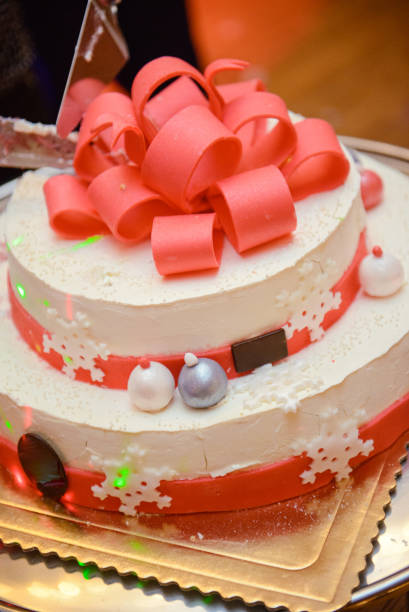 istock Delicious Wedding Cake at the party. Smoke and fire effects. 1192369858